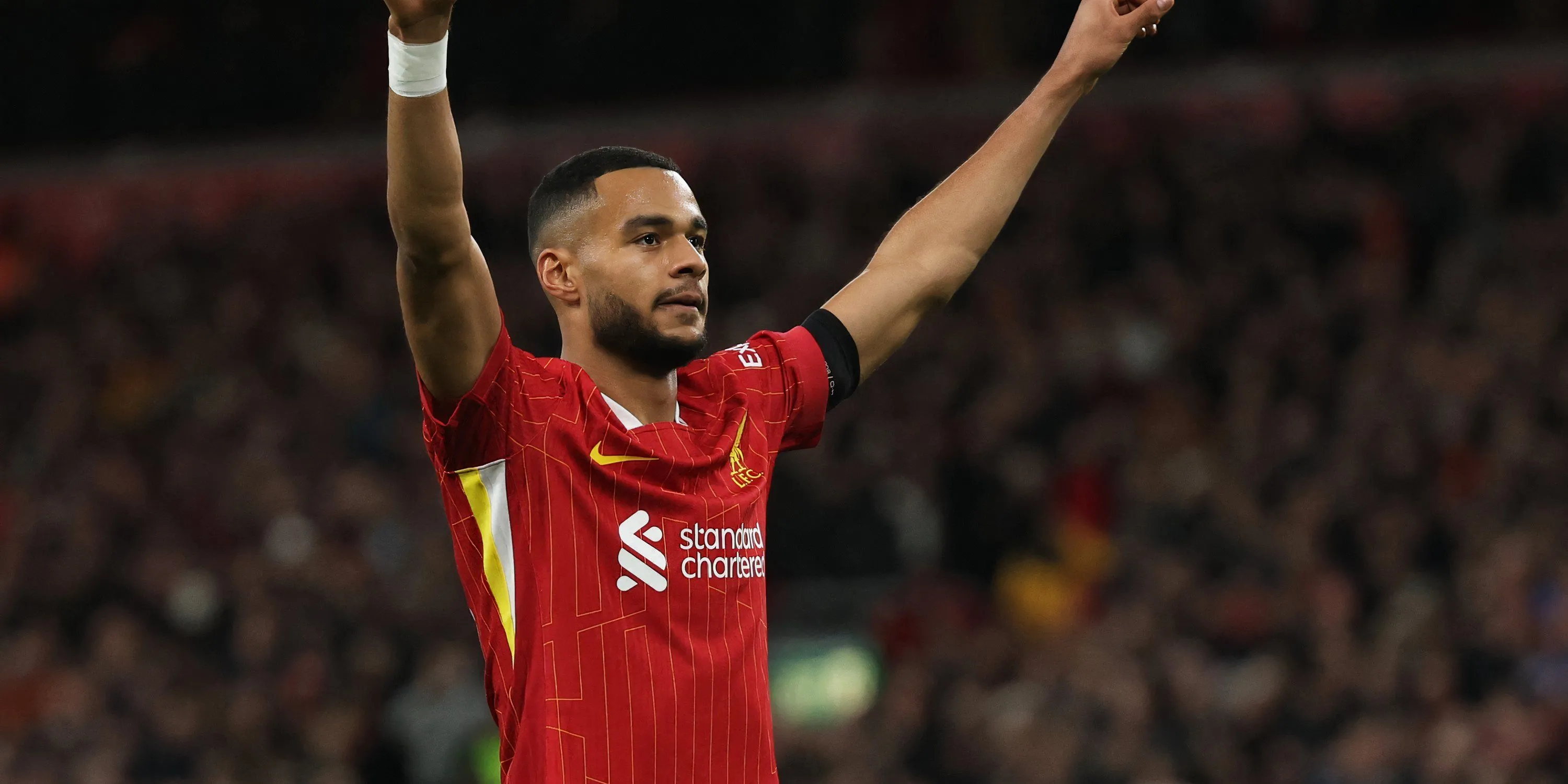 Cody Gakpo thể hiện niềm vui sau khi ghi bàn cho Liverpool