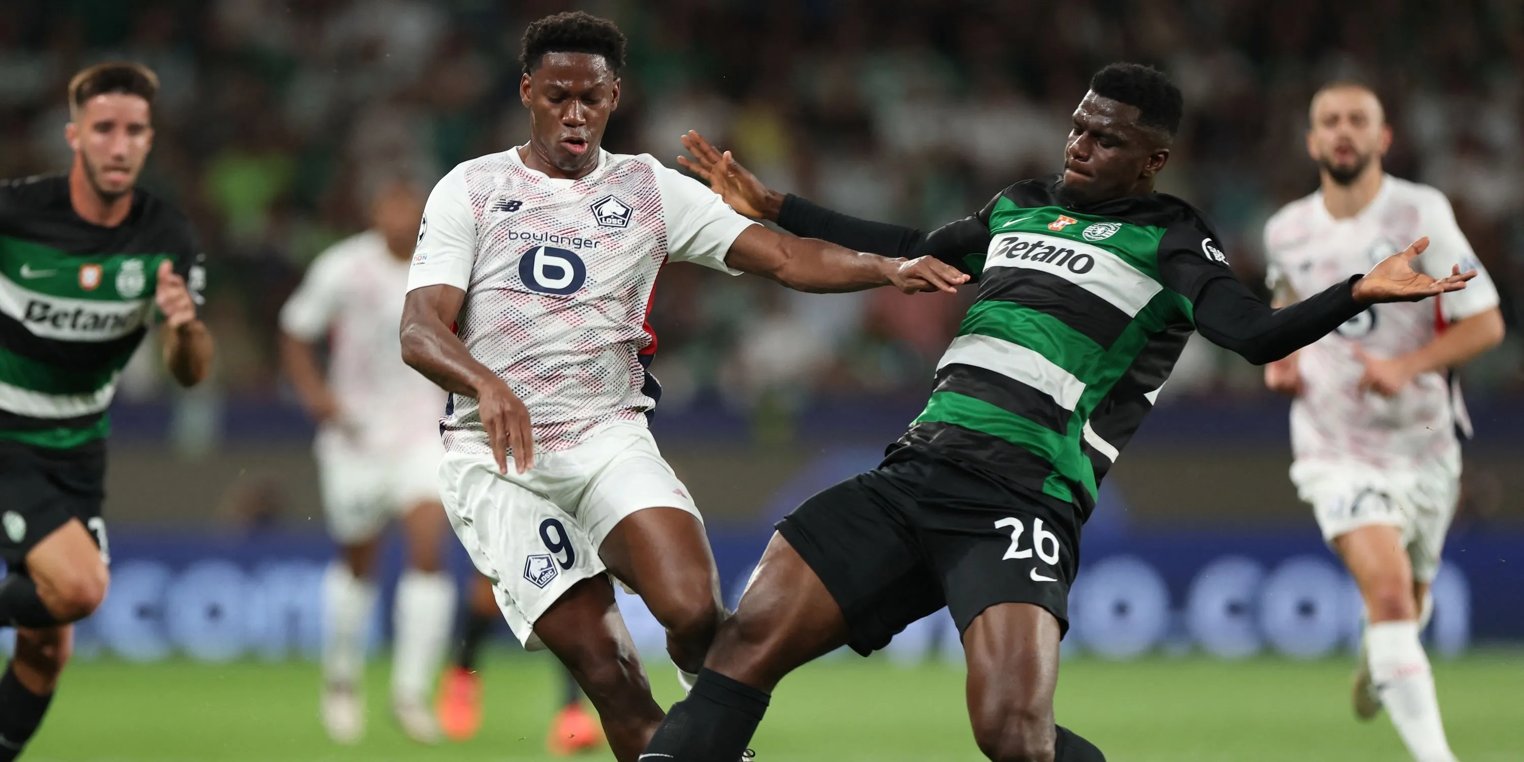Ousmane Diomande trong màu áo Sporting CP, mục tiêu của Chelsea và Arsenal.