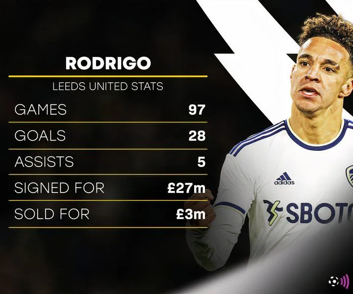 Biểu đồ thống kê sự đa năng của Rodrigo tại Leeds