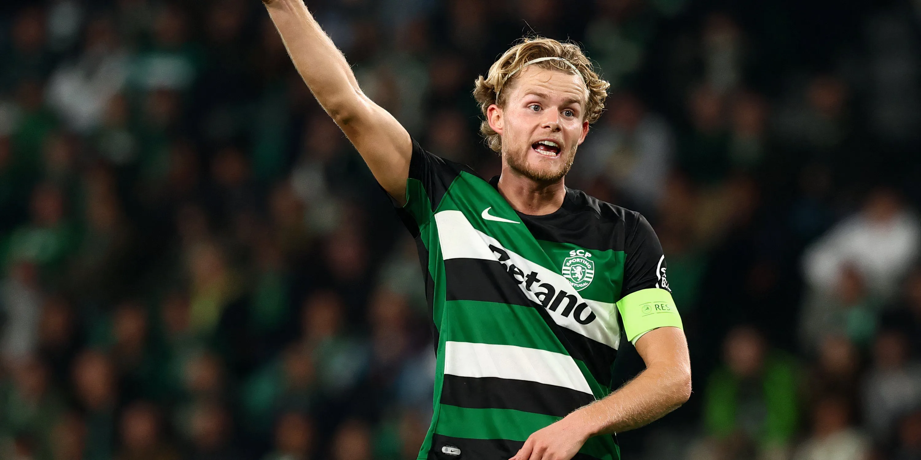 Tiền vệ Morten Hjulmand trong màu áo Sporting Lisbon, mục tiêu chuyển nhượng hàng đầu của Man Utd
