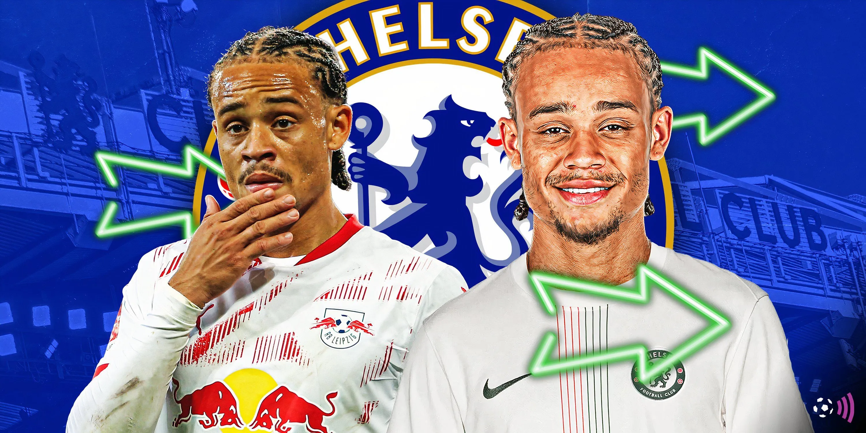 Xavi Simons khoác áo Chelsea trong hình ảnh ghép, thể hiện sự kỳ vọng lớn từ người hâm mộ về bản hợp đồng bom tấn này